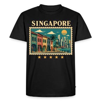 Tournée Vintage Tropicale de Singapour - T-shirt Premium bio Homme - noir - Devant - Nico (187cm)