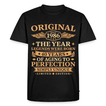 Original depuis 1986 anniversaire 40 ans - T-shirt Premium bio Homme - noir - Devant - Nico (187cm)