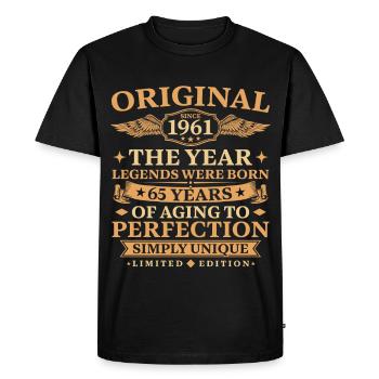 Original depuis 1961 anniversaire 65 ans - T-shirt Premium bio Homme - noir - Devant - Nico (187cm)