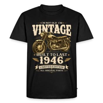 80th Birthday Gift Biker Vintage 1946 - Men's Premium Organic T-Shirt - black - Front - Nico (187cm)