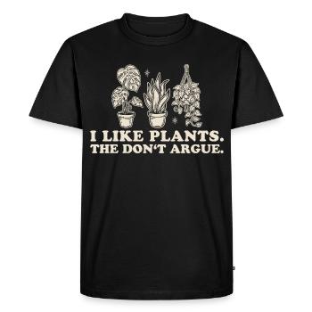 J’aime les plantes. Ils ne se disputent pas. - T-shirt Premium bio Homme - noir - Devant - Nico (187cm)
