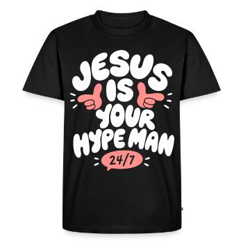 Jésus est ton homme - T-shirt Premium bio Homme - noir - Devant - Nico (187cm)