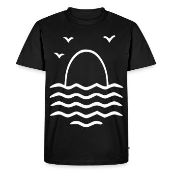 Coucher de soleil sur les vagues - Minimal - T-shirt Premium bio Homme - noir - Devant - Nico (187cm)