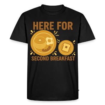 Breakfast Funny Brunch Here For Second Breakfast - Men's Premium Organic T-Shirt - black - Front - Nico (187cm)