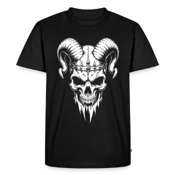 Crâne aux cornes - T-shirt Premium bio Homme - noir - Devant - Nico (187cm)