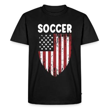 Drapeau américain du blason de soccer SOCCER USA - T-shirt Premium bio Homme - noir - Devant - Nico (187cm)