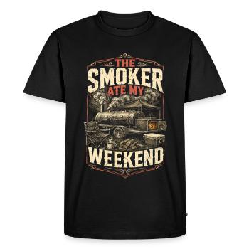 Concours de BBQ Le fumeur a mangé mon week-end - T-shirt Premium bio Homme - noir - Devant - Nico (187cm)