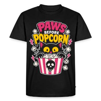 Pattes avant le Chat Horreur du Popcorn - T-shirt Premium bio Homme - noir - Devant - Nico (187cm)