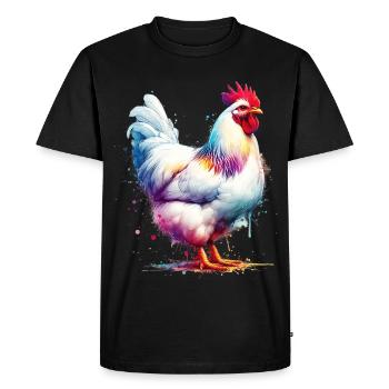 Leghorn Chickens Motif - Men's Premium Organic T-Shirt - black - Front - Nico (187cm)