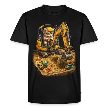 Conducteur d’excavatrice Bébé Chat Chat - T-shirt Premium bio Homme - noir - Devant - Nico (187cm)