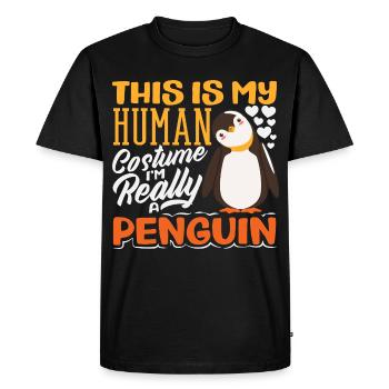 Pingouin mignon - Cadeau pour l’amoureux des manchots - T-shirt Premium bio Homme - noir - Devant - Nico (187cm)