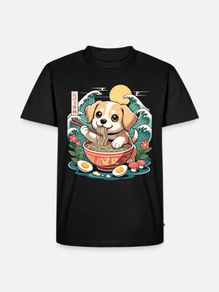 Kawaii Puppy Ramen Waves たのろ稲朔 Sunrise Bowl - Men's Premium Organic T-Shirt - black