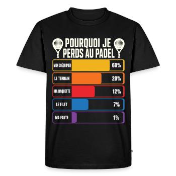 Padel Humour Joueur De Padel Perdant - T-shirt Premium bio Homme - noir - Devant - Nico (187cm)
