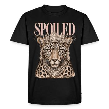 Léopard Gâté Couronne Diamants | Design Reine - T-shirt Premium bio Homme - noir - Devant - Nico (187cm)