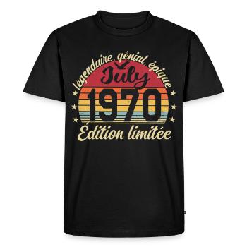 Anniversaire Juillet 1970 Vintage Cadeau - T-shirt Premium bio Homme - noir - Devant - Nico (187cm)