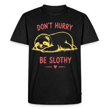 Ne te presse pas, paresseux - T-shirt Premium bio Homme - noir - Devant - Nico (187cm)
