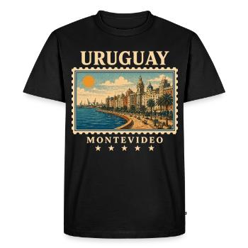 Marque de voyage vintage Uruguay Montevideo - T-shirt Premium bio Homme - noir - Devant - Nico (187cm)