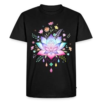 Spiritualité Yoga Fleur de Lotus Méditation Zen - T-shirt Premium bio Homme - noir - Devant - Nico (187cm)