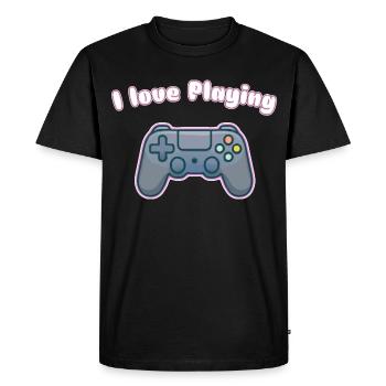 I Love Playing - Gaming Controller Design - Men's Premium Organic T-Shirt - black - Front - Nico (187cm)