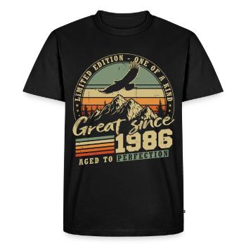 Anniversaire vintage vintage rétro 1986 - T-shirt Premium bio Homme - noir - Devant - Nico (187cm)