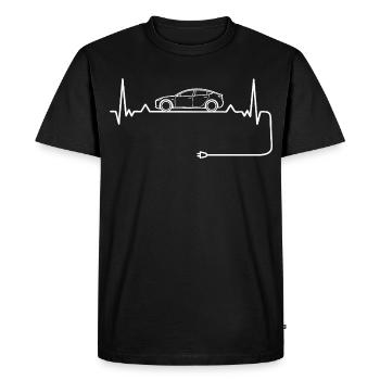 Amour des voitures électriques avec battement de cœur Voitures électriques - T-shirt Premium bio Homme - noir - Devant - Nico (187cm)