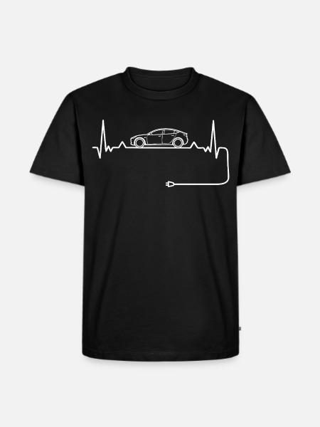 Elektroauto Liebe mit Herzschlag Elektroautos - Männer Premium Bio T-Shirt - Schwarz