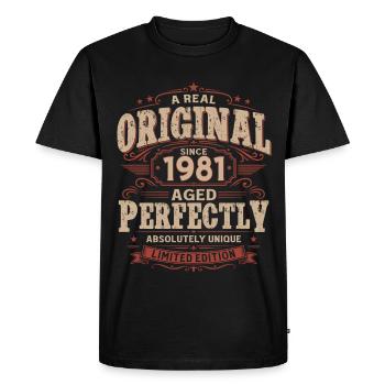 45th Birthday Gift Husband Original Vintage 1981 - Men's Premium Organic T-Shirt - black - Front - Nico (187cm)