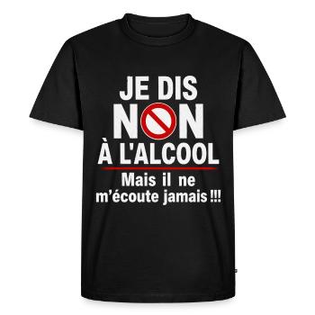 Alcool Cadeau humour personnalisé - T-shirt Premium bio Homme - noir - Devant - Nico (187cm)