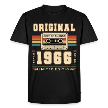 60th Birthday Gift August Vintage 1966 - Men's Premium Organic T-Shirt - black - Front - Nico (187cm)