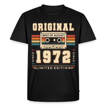 54th Birthday Gift August Vintage 1972 - Men's Premium Organic T-Shirt - black - Front - Nico (187cm)