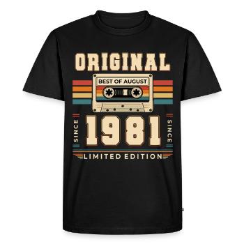 45th Birthday Gift August Vintage 1981 - Men's Premium Organic T-Shirt - black - Front - Nico (187cm)