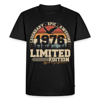 Cadeau d’anniversaire vintage 1976 - T-shirt Premium bio Homme - noir - Devant - Nico (187cm)