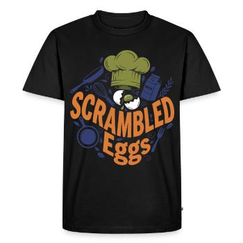 Breakfast Funny Brunch Coffee Scrambled Eggs - Men's Premium Organic T-Shirt - black - Front - Nico (187cm)