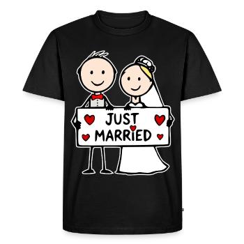 Dessin animé du couple de mariés - T-shirt Premium bio Homme - noir - Devant - Nico (187cm)