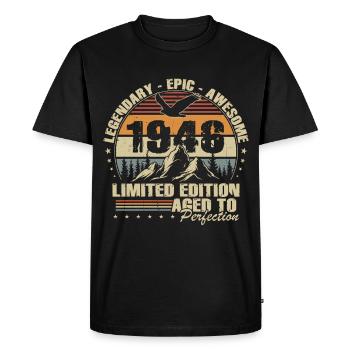 80th Birthday Gift 1946 Vintage Retro - Men's Premium Organic T-Shirt - black - Front - Nico (187cm)