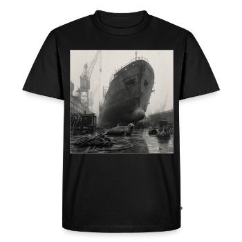 Robbe Shipyard Photo vintage Crime animalier - T-shirt Premium bio Homme - noir - Devant - Nico (187cm)