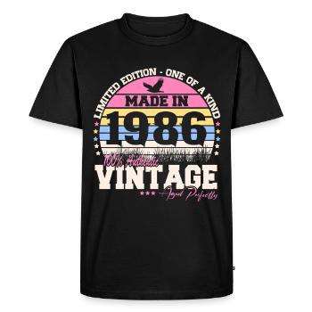 Cadeau rétro vintage vintage 40 ans 1986 - T-shirt Premium bio Homme - noir - Devant - Nico (187cm)