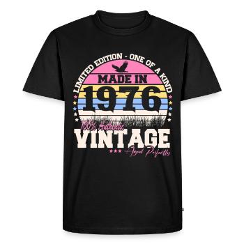 Cadeau d’anniversaire vintage 1976 50 ans rétro - T-shirt Premium bio Homme - noir - Devant - Nico (187cm)