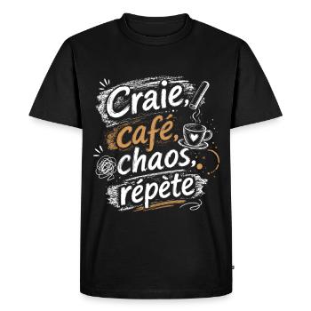 Craie Café Chaos Répète Rentrée Scolaire 2026 - 20 - T-shirt Premium bio Homme - noir - Devant - Nico (187cm)