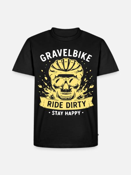 Gravel Bike Skull – Ride Dirty Stay Happy - Men's Premium Organic T-Shirt - black