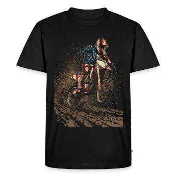 Pilote de motocross américain - T-shirt Premium bio Homme - noir - Devant - Nico (187cm)