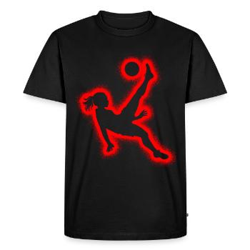 Footballeur Footballeur Football Féminin Football féminin - T-shirt Premium bio Homme - noir - Devant - Nico (187cm)