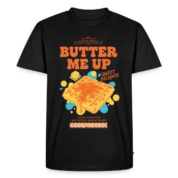 Breakfast Butter Me Up Funny Brunch Coffee Bacon - Men's Premium Organic T-Shirt - black - Front - Nico (187cm)