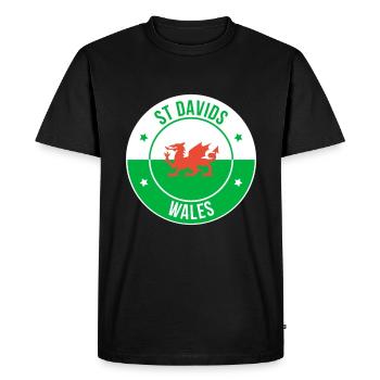 St Davids Welsh Dragon Emblem - Men's Premium Organic T-Shirt - black - Front - Nico (187cm)