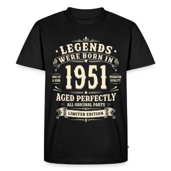 75th Birthday Gift 1951 Man Vintage Retro - Men's Premium Organic T-Shirt - black - Front - Nico (187cm)