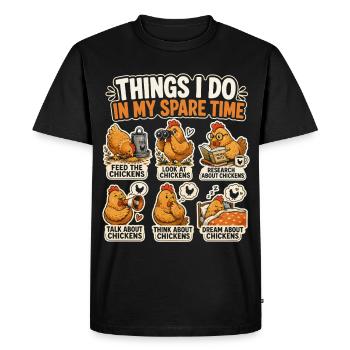 Passion Poules Humour Éleveur Ferme Rétro - T-shirt Premium bio Homme - noir - Devant - Nico (187cm)