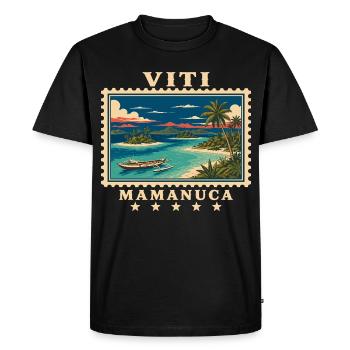 Marque de voyage vintage Mamanuca aux Fidji - T-shirt Premium bio Homme - noir - Devant - Nico (187cm)