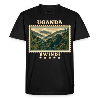 Marque de voyage vintage Uganda Bwindi - T-shirt Premium bio Homme - noir - Devant - Nico (187cm)