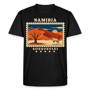Namibia Sossusvlei Vintage Travel Brand - Men's Premium Organic T-Shirt - black - Front - Nico (187cm)