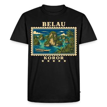 Marque de voyage vintage Palau Koror - T-shirt Premium bio Homme - noir - Devant - Nico (187cm)